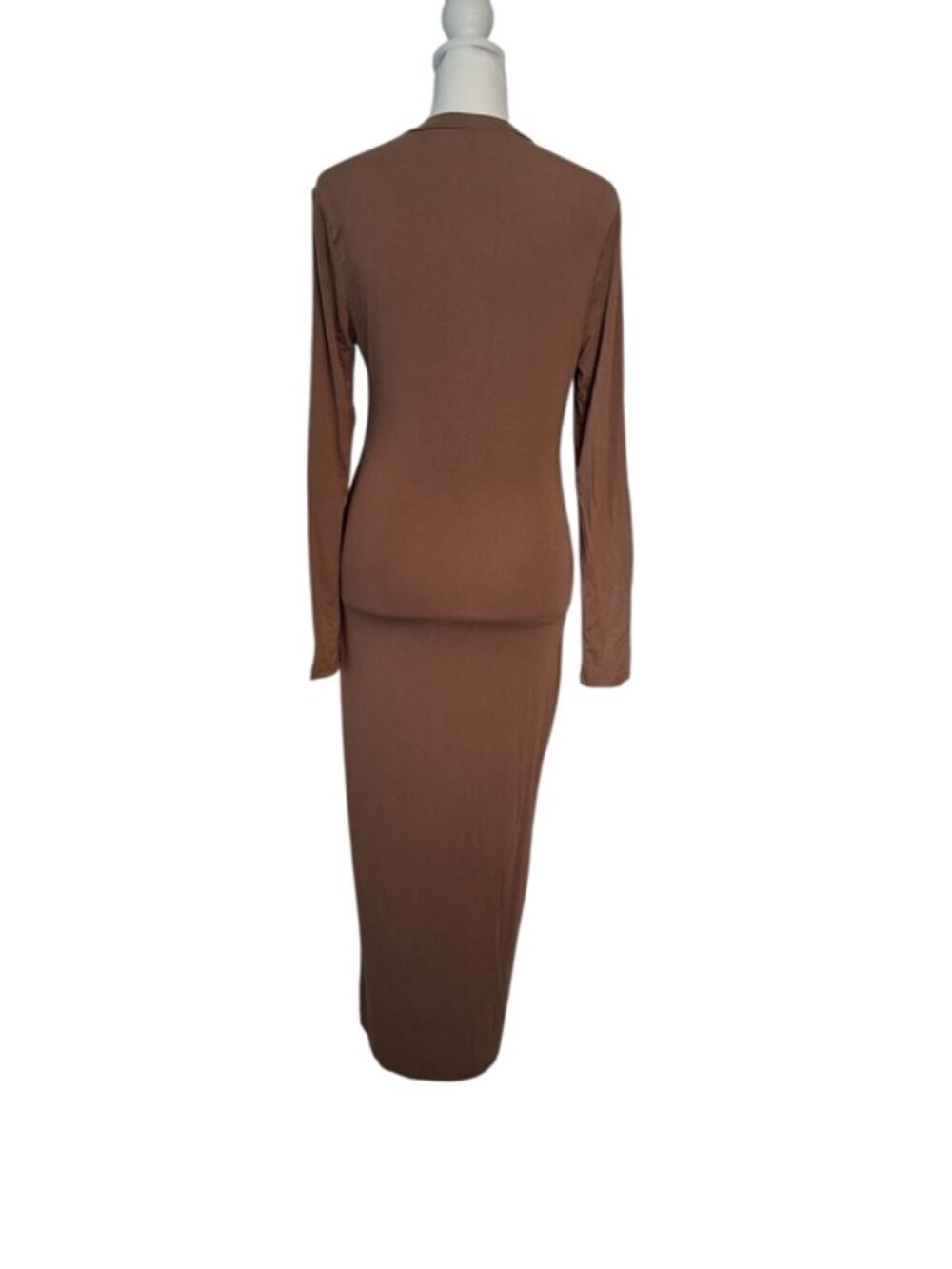 SHEIN Bundle Long-Sleeve Zip-Front Maxi Dress in Black and Brown - Picture 6 of 8
